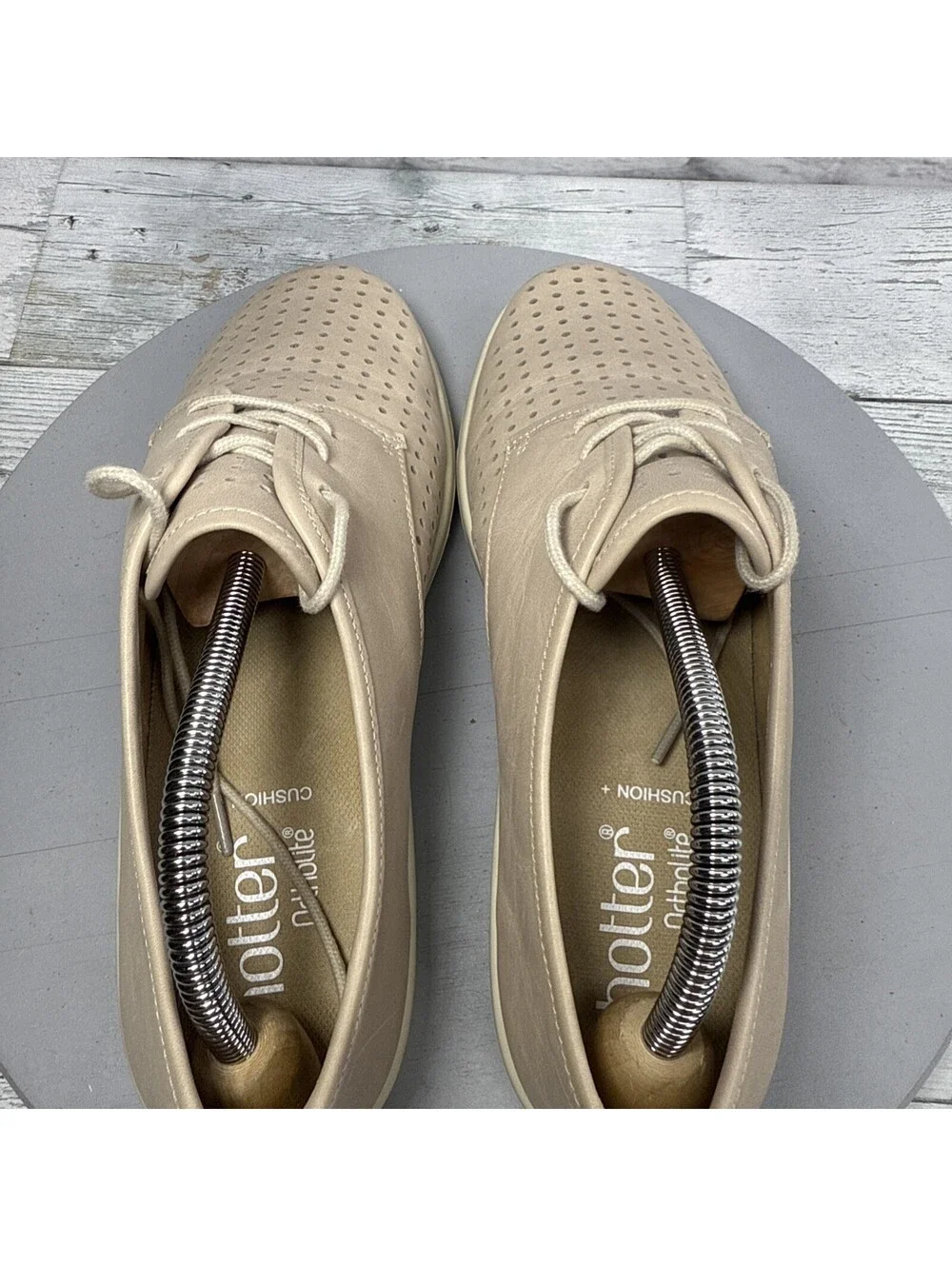 Hotter Ortholite Shoes Cushioned Women’s Beige Leather Lace Up Size 8.5